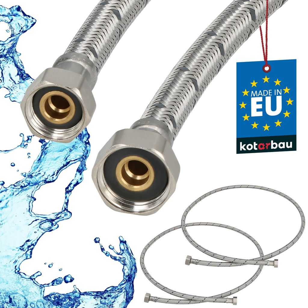 KOTARBAU 2er Set Flexschlauch Wasserschlauch 150cm Panzerschlauch 1/2“x3/8“ Anschlussschlauch für Armatur Schlauch für Wasserhahn Edelstahl...