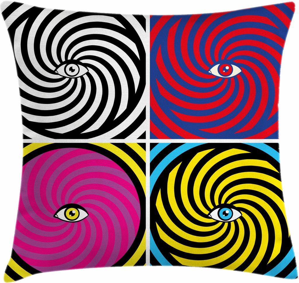 ABAKUHAUS Psychedelisch Kissenbezug, Pop Art Hypnotic Design, Das Muster Mit Auge In Zentralem Schwindligem Fokus, 45 x 45 cm, Mehrfarbig