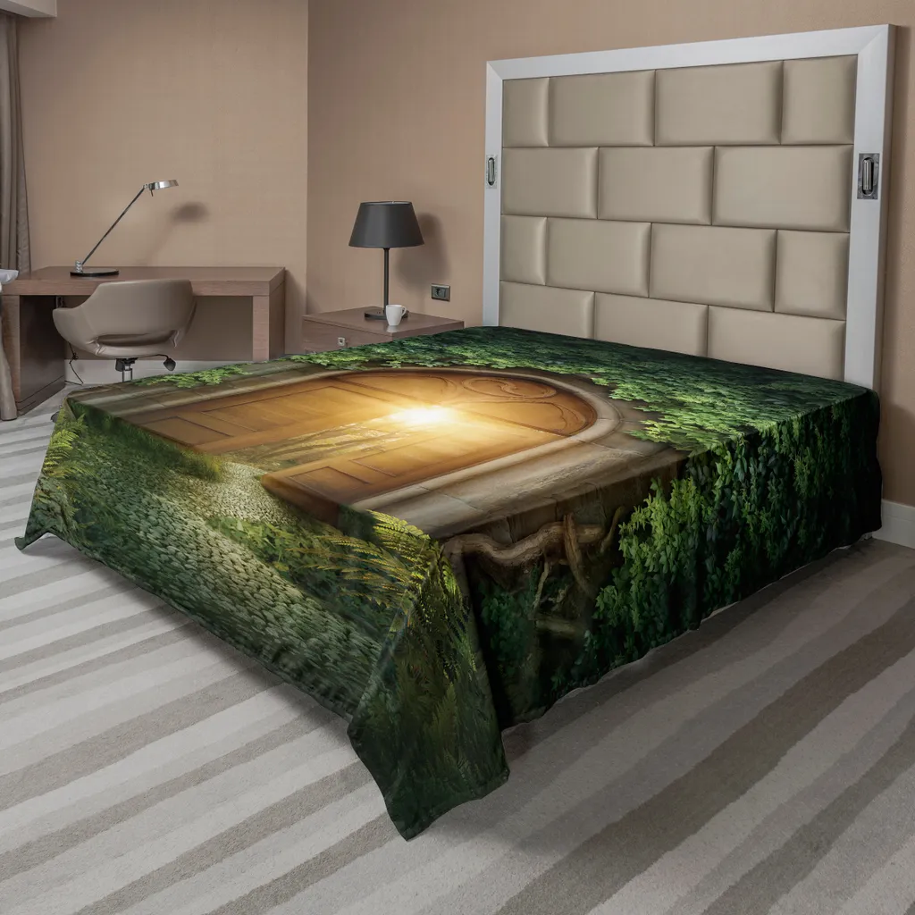Drap fantaisie confortable motif rayons de soleil, 275 x 260 cm marron