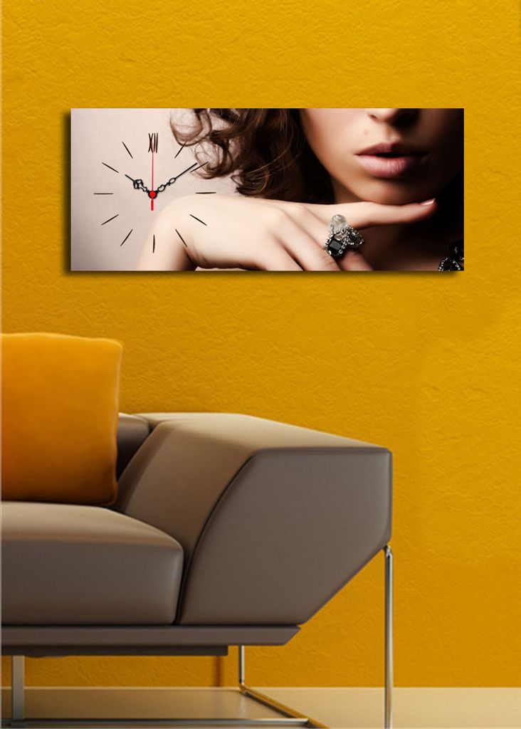 Opviq, 3070CS- CLA1640, Bunt, Wanduhren, 30 x 70, 100% Wildleder -Leinwand