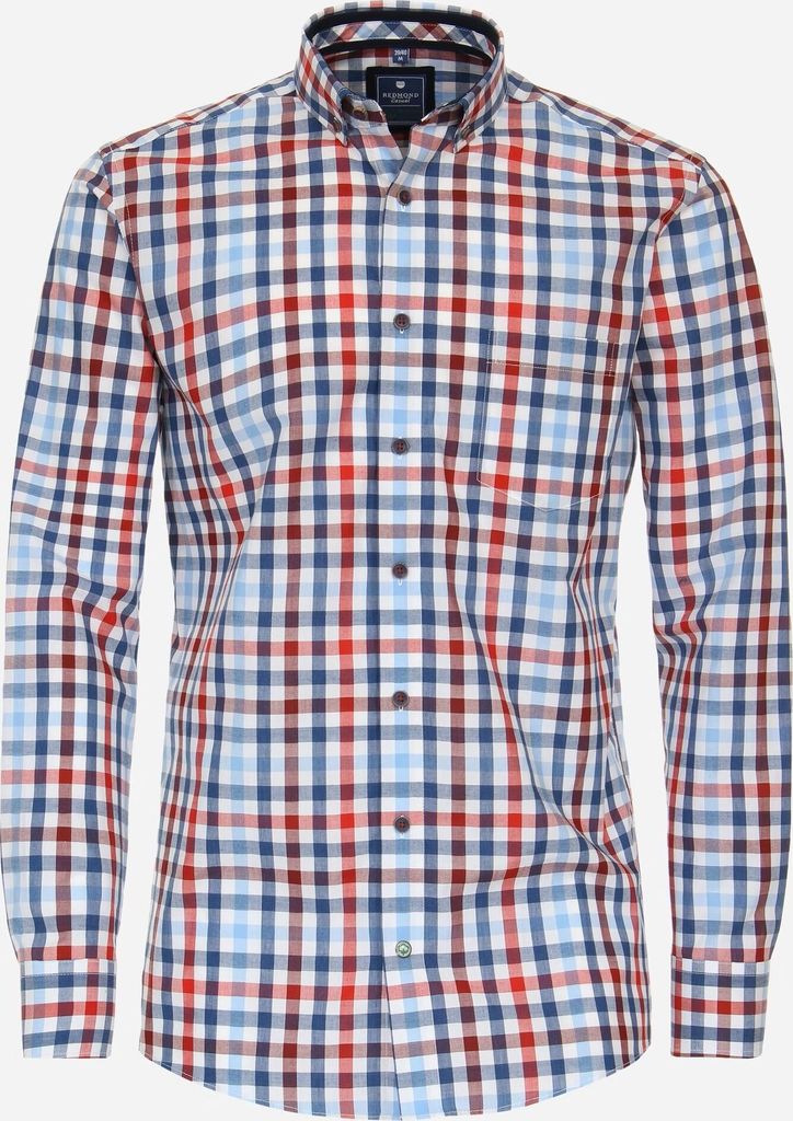 Redmond - Comfort Fit - Herren Hemd kariert (232055111), Größe:3XL, Farbe:Rot(50)