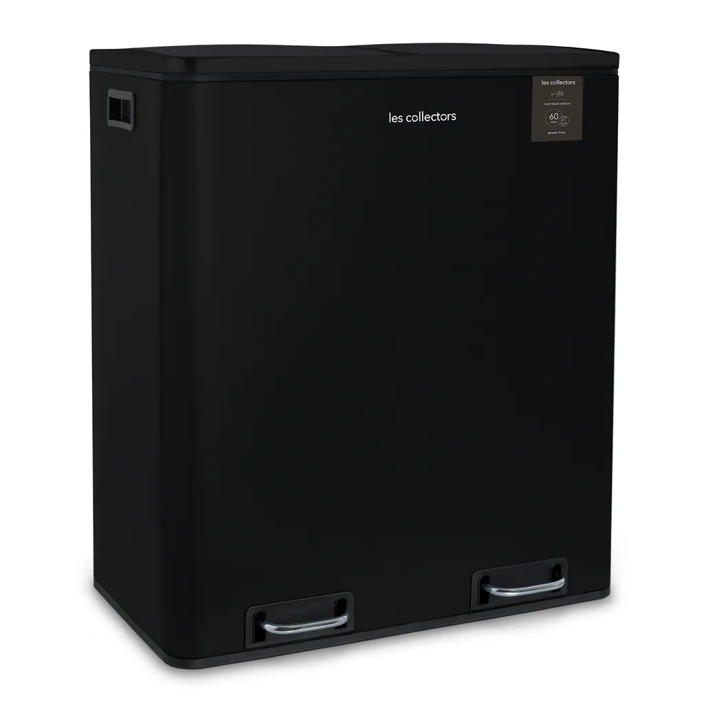 Poubelle Double Compartiment 30 Litres Design Noir Mat Les Collectors