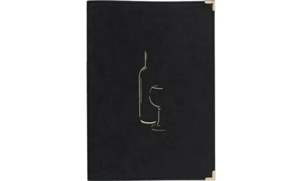 Carte des Vins Noire A4 Anti-Tache et Durable pour Service Intensif