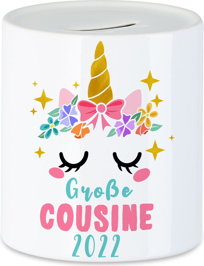 Große Cousine 2022 Spardose Lieblingscousine Geschenkidee Geburtstag Einhorn Beste Cousine