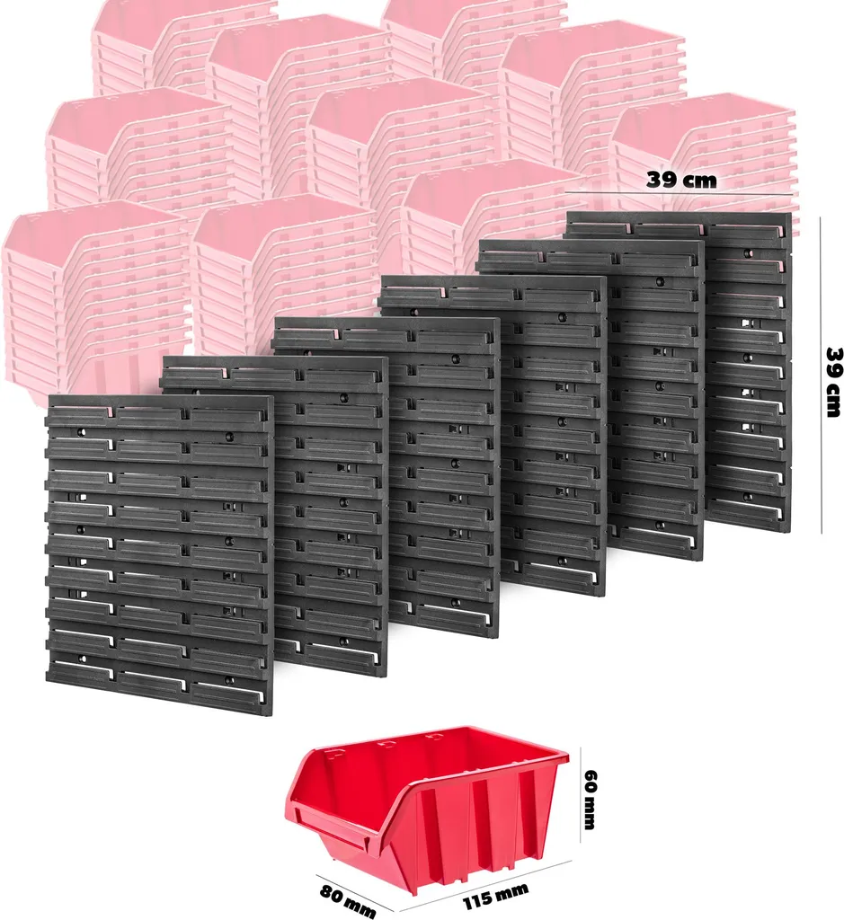 Panneau à outils mural modulaire rouge, support mural robuste et durable - 2