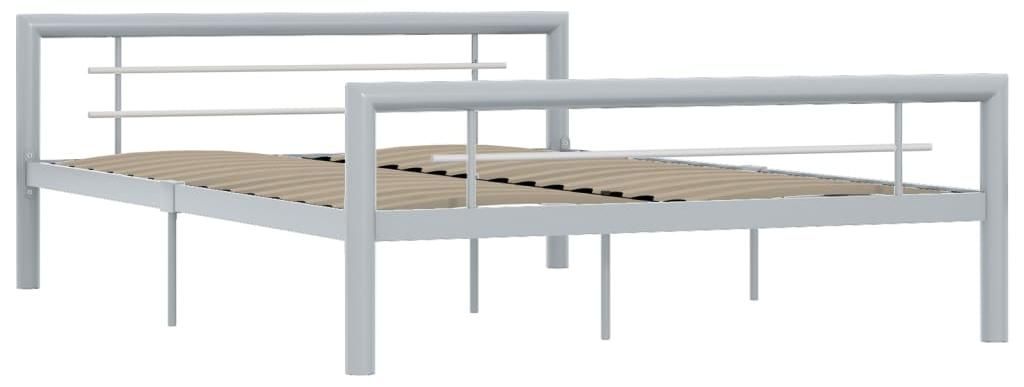 vidaXL Bettgestell Grau und Weiß Metall 120x200 cm Produktbild 