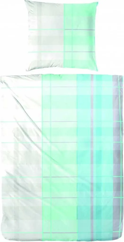 Biancheria da letto Hahn Renforce a scacchi verde blu, 155x220 cm + 80x80 cm