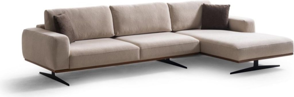 Elegantes beiges L-Form Ecksofa aus Textil für modernes Wohnzimmer