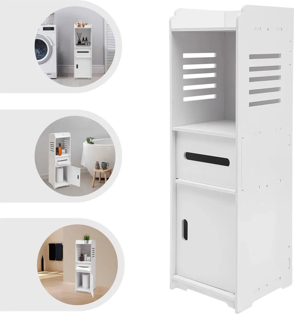 Meuble de rangement anti-humidité pour salle de bain blanc compact