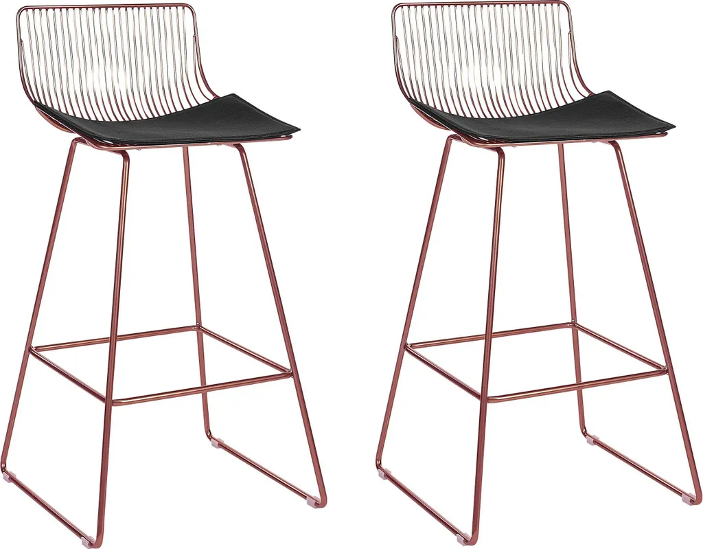 Chaise de Bar Métal Fredonia Rose Gold Finition Brillante Set de 2