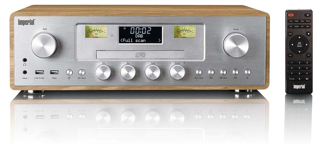 Imperial DABMAN280CDWDSI - All-in-One-Audiosystem mit DAB+/FM-Radio, Bluetooth , CD-Player, USB und ASA-Funktion - Holz/Silber