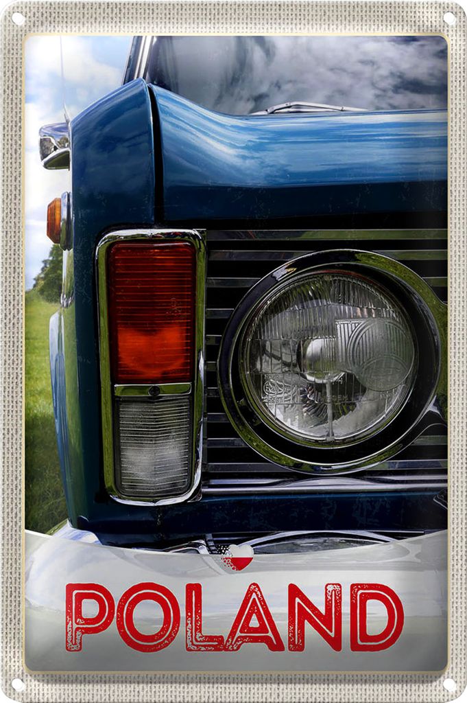 Blechschild Reise 18x12cm Polen Europa Oldtimer Auto 90er