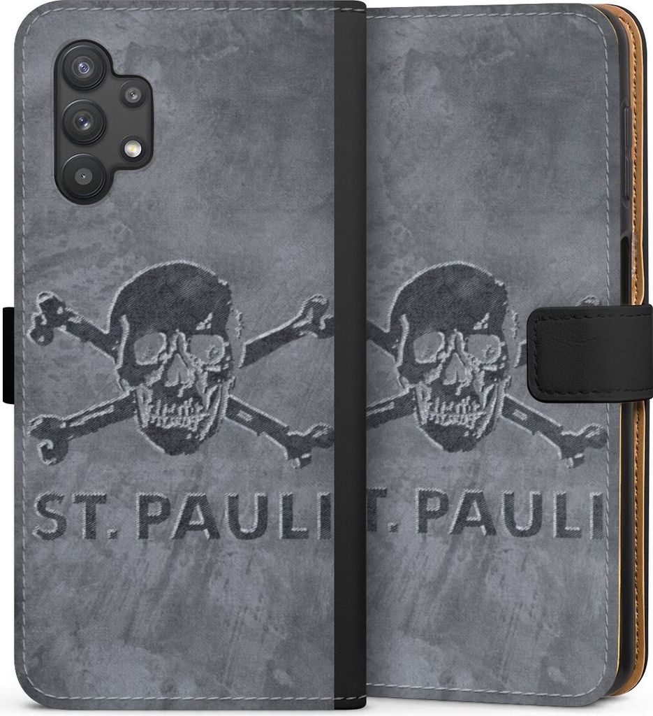 DeinDesign Klapphülle für Samsung Galaxy A32 5G Handytasche Lederhülle Tasche Beton FC St. Pauli Logo