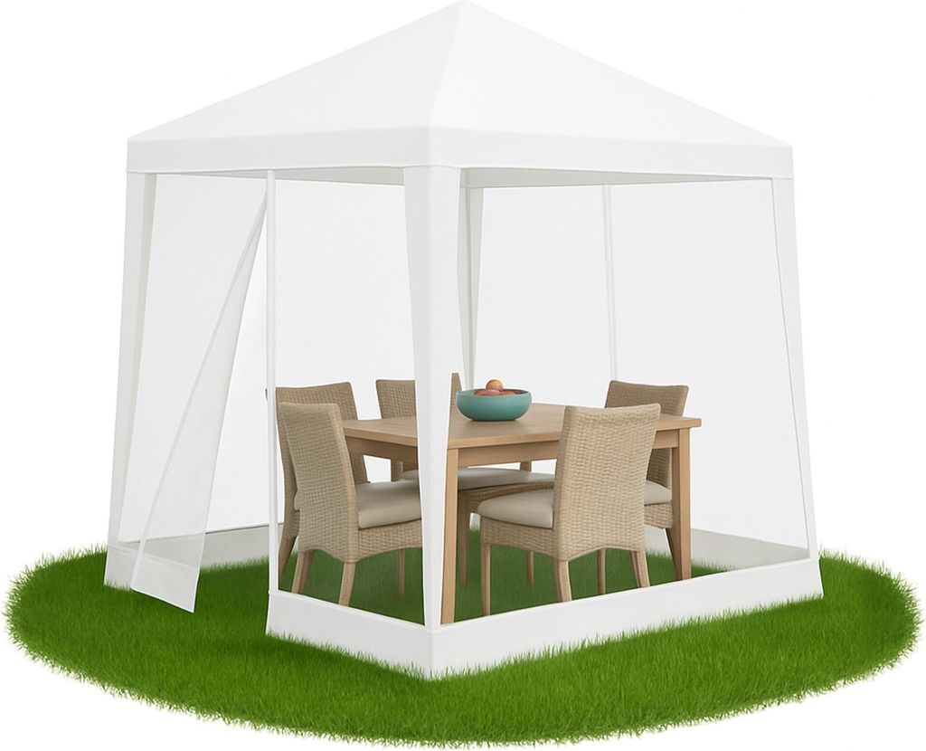 Aga Gartenpavillon mit Moskitonetz 2,4x3m Weiß