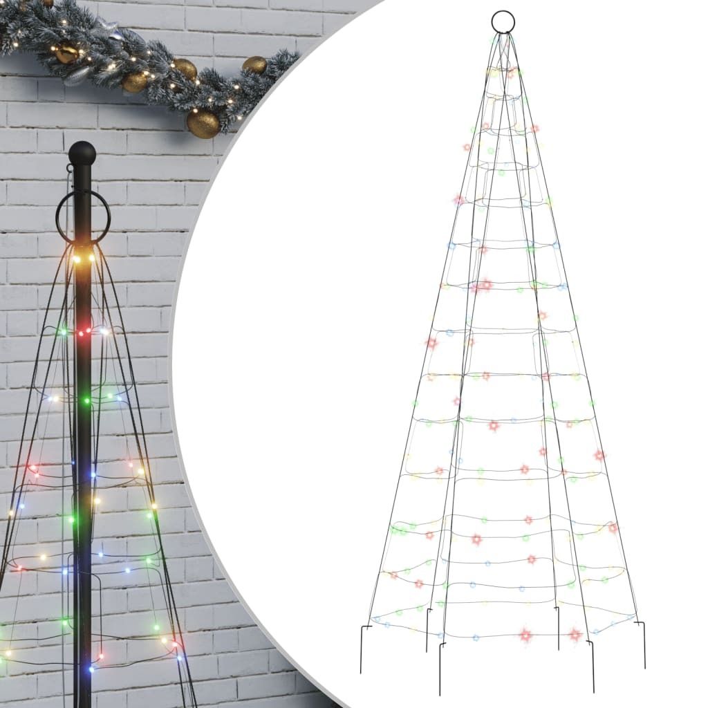 vidaXL Choinka LED na maszt 200 LED wielokolorowa 180 cm Zdjęcie produktu 