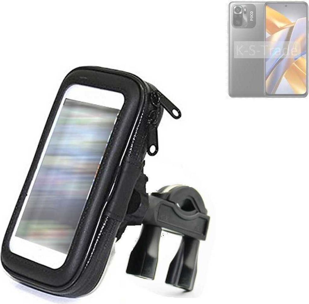 K-S-Trade Fahrrad-Halterung kompatibel mit POCO M5s Handy-Halterung Halter Lenkstange Fahrradhalterung Motorrad Bike Mount Wasserabweisend regensicher