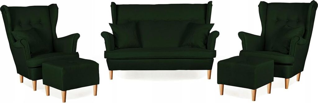 Family Meble Set aus Sofa + 2 Sessel + 2 Hocker Ari 2-Sitzer Sofa Couch Freistehendes Lounge Sofa Bequem zum Entspannen Wohnzimmer Büro (TWIST 1078)