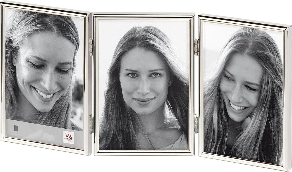 Zilver Fotolijst 3x 10x15 cm - Klassische Portretliste mit Spiegeleffekt