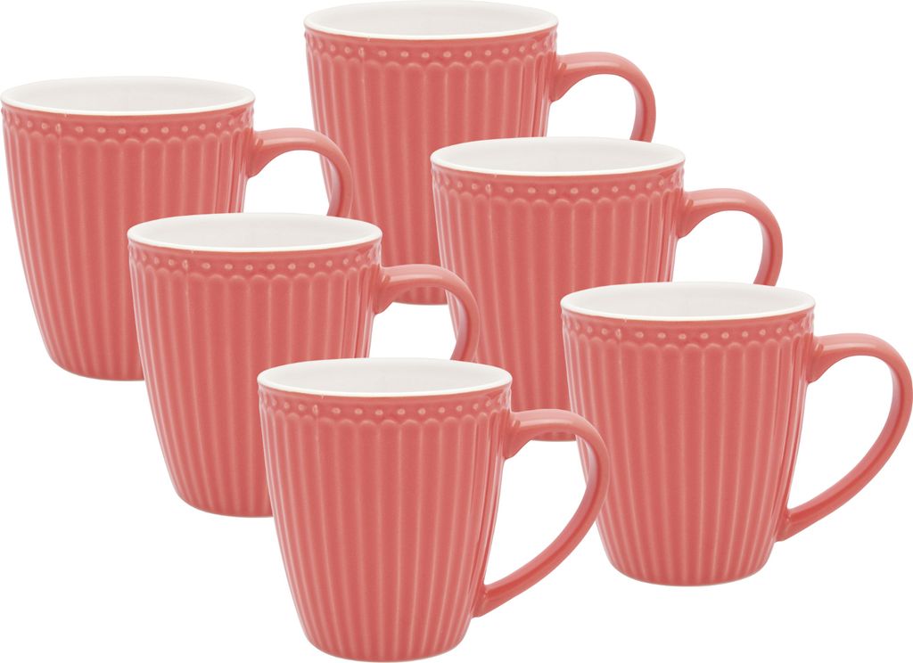 Greengate Alice Becher mit Henkel coral 0,4 l Set6
