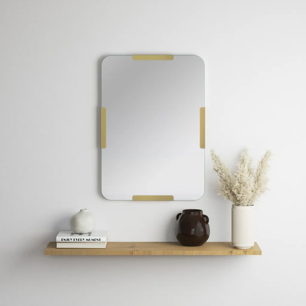 Skye Decor Pera Miroir Mural Rectangulaire en Métal Or, 50 x 70 cm