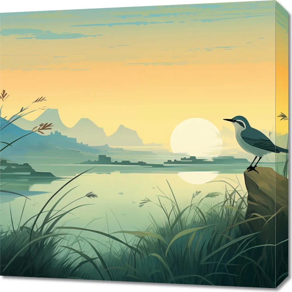 Quadro 60x60 cm Tramonto sul Santuario sul Fiume | Stampa su Tela Arredo