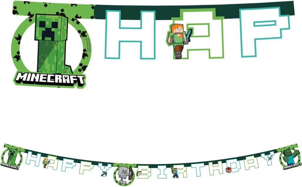 Girlande, Banner „Happy Birthday Minecraft“ 230 cm Produktbild 
