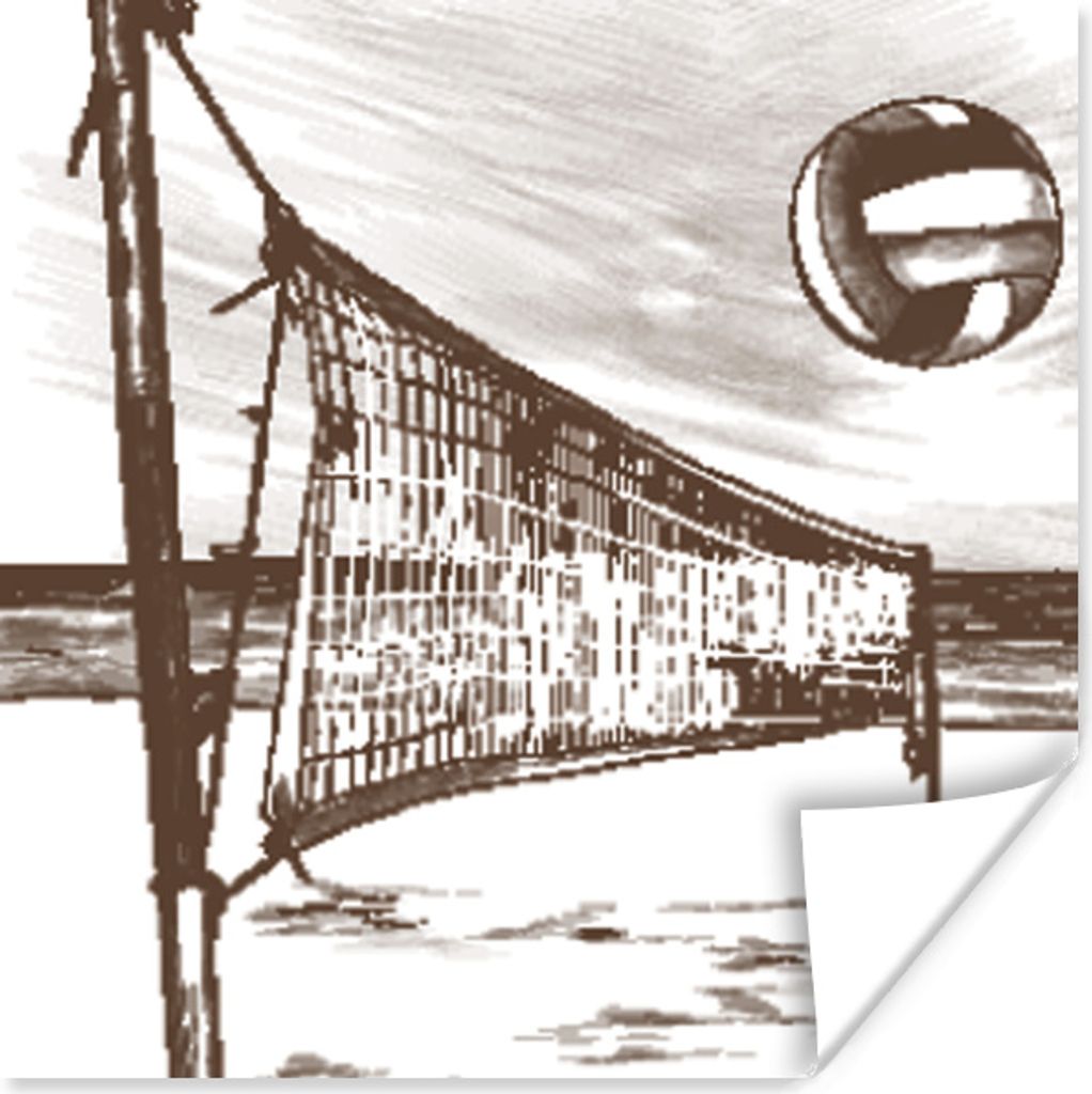 MuchoWow® Poster Strand - Volleyball - Netz 75x75 cm - Wand Produktbild 