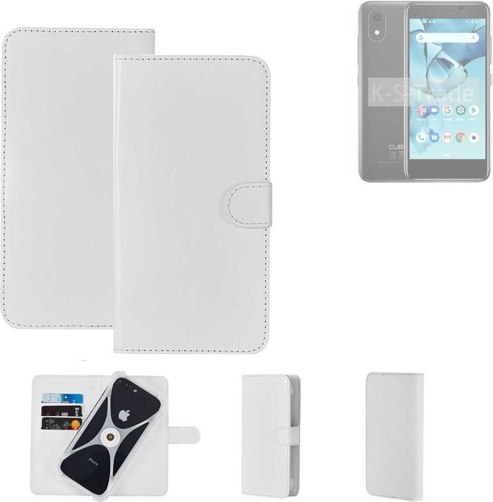 K-S-Trade Handy Hülle Schutz Hülle kompatibel mit Cubot J10 Cover Case Bookstyle Bumper weiß 1x