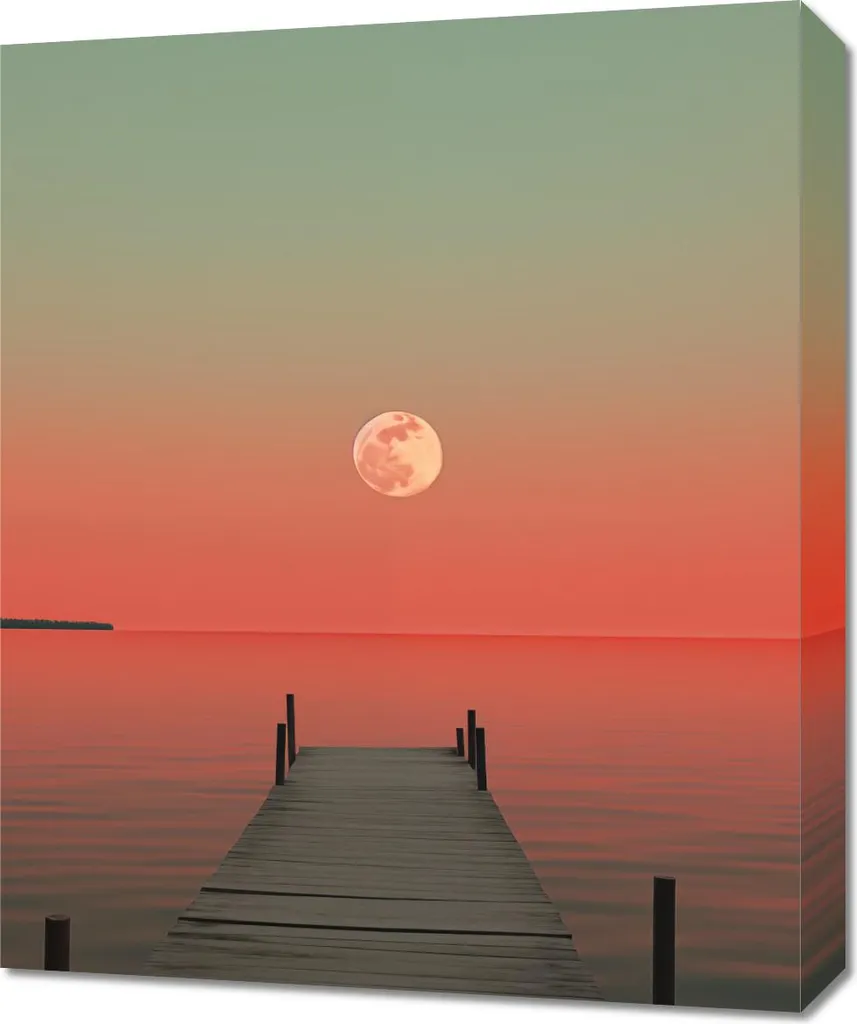 Quadro 50x60 cm Luna sull'acqua