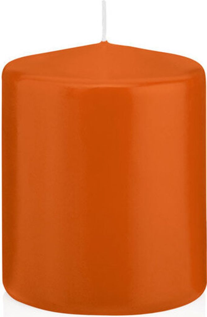 8 Stumpen Kerzen Aprikose Orange 10 x 7,8 cm (H x D) deutsche Marken Kerzen aus 100% Paraffin Wachs in er RAL Kerzen Qualität