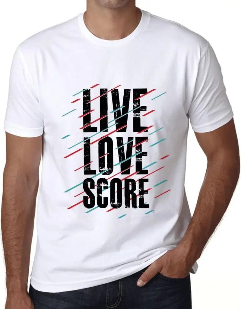 Herren Grafik T-Shirt Live Love & Score Öko-Verantwortlich Vintage Jahrgang Kurzarm Lustige Druck Geburtstag Geschenk Mann