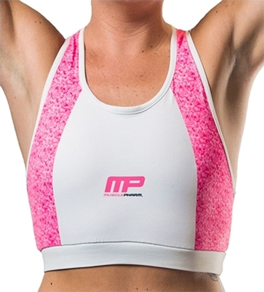 Musclepharm Sportswear Womens Matrix Top Crop Top Pink White (MPLTOP516) XS - Damenbekleidung - Sport-BHs