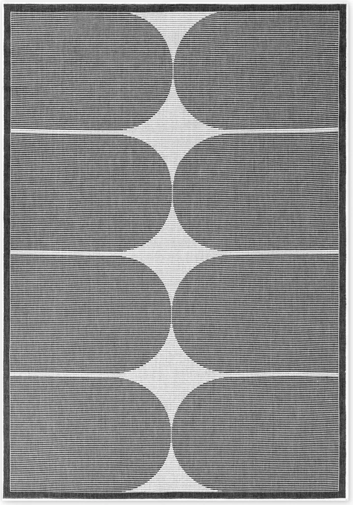 Tapis réversible Noir Blanc Bowen Hanse Home : Tissage plat intérieur/extérieur