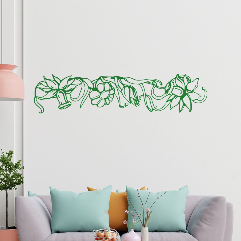 Blumen - Ranken Wandtattoo in 6 Größen - Wandaufkleber Wall Sticker - Dekoration, Küche, Wohnzimmer, Schlafzimmer, Badezimmer
