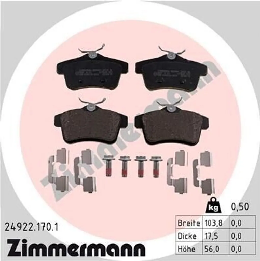 Plaquettes Zimmermann 24922.170.1 Endurance et Sécurité pour 508