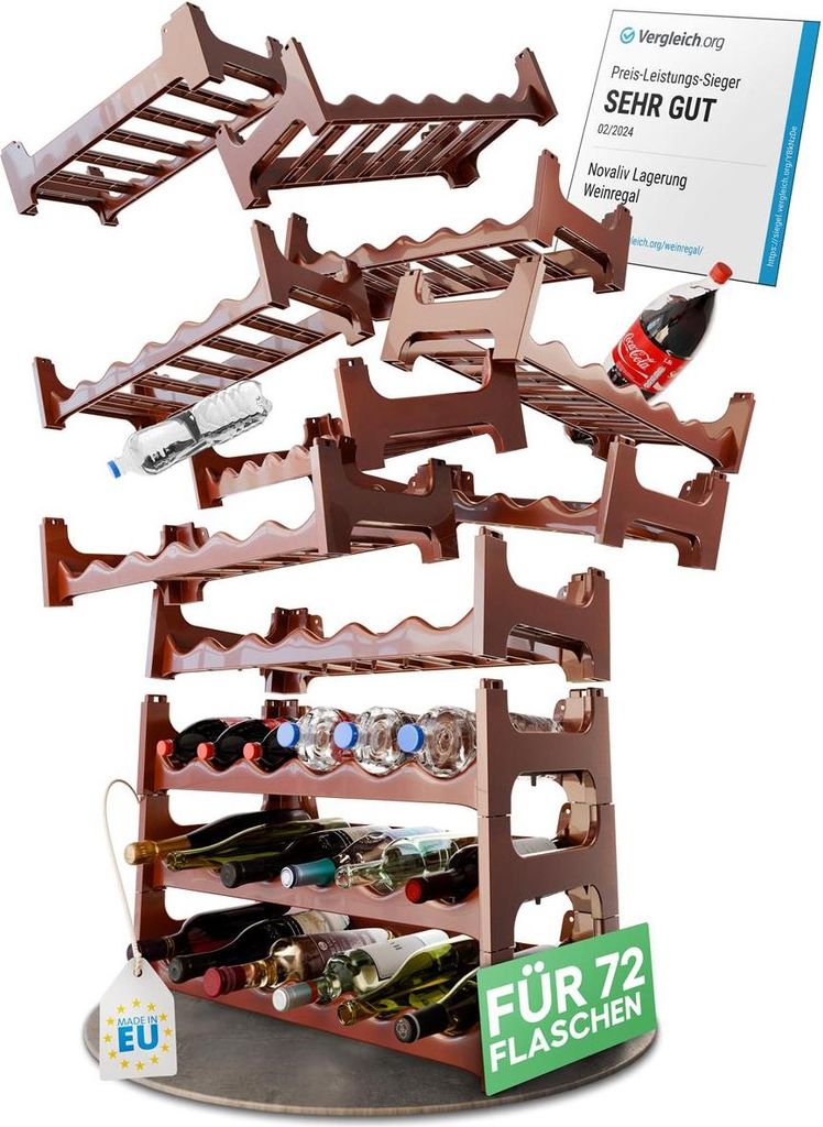Novaliv Flaschenregal für 72 Flaschen | Weinregal braun | Produktbild 