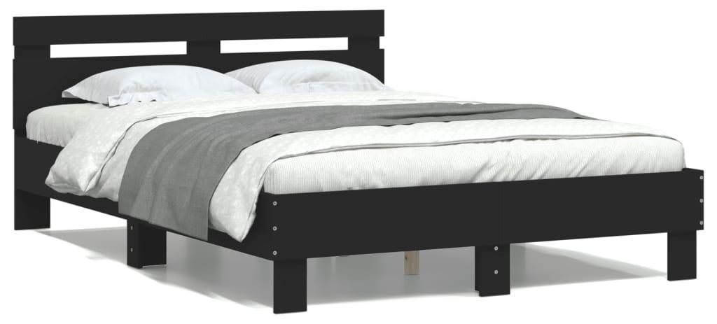 vidaXL Rám postele s čelem černý 120x200 cm materiál na Obrázek produktu 