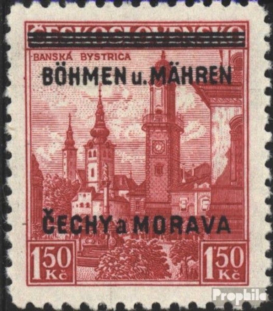 Briefmarken Böhmen und Mähren 1939 Mi 12 Stempel nicht prüfbar gestempelt Aufdruckausgabe