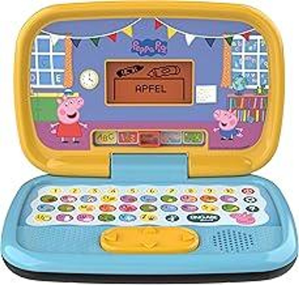 Vtech Peppas Lernlaptop – Lerncomputer mit ABC-Tastatur und verschiedenen Lerninhalten mit den Themen Buchstaben und Wörter, Zahlen, Logik, Spie...