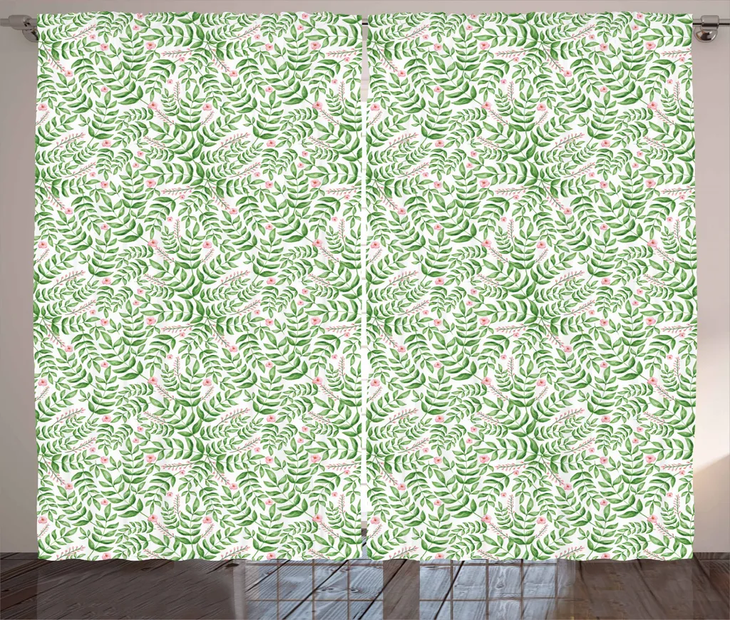 Tenda Lavabile Peonie ABAKUHAUS - Verde e Rosa per Cameretta