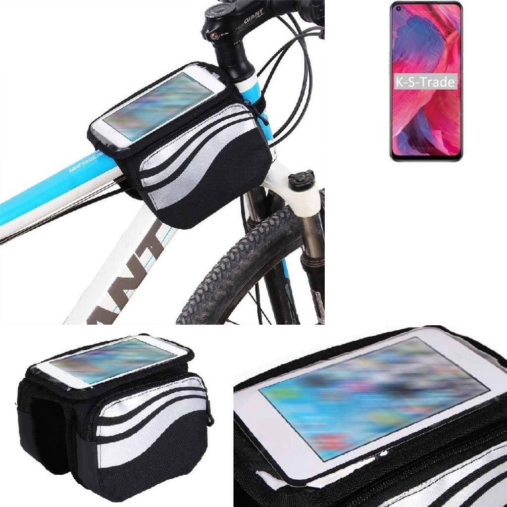 K-S-Trade Rahmentasche Fahrrad-Halterung kompatibel mit Oppo A74 5G Rahmenhalterung Fahrrad Handyhalterung Fahrradtasche Handy Smartphone Halterung