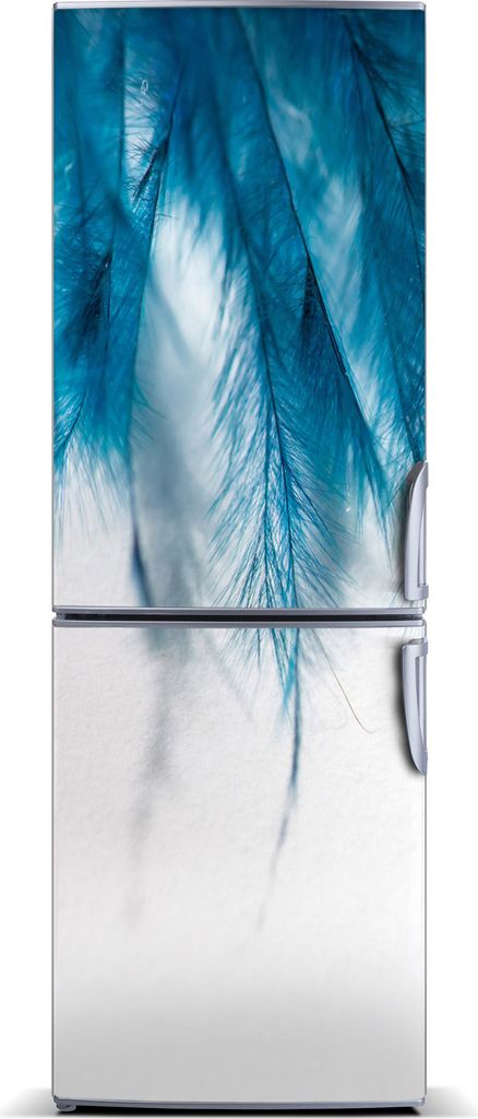 Tulup Kühlschrankdekoration - Magnetmatte - 60 cm x 180 cm - Magnet auf dem Kühlschrank - Blaue Federn