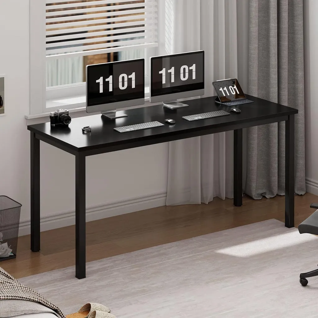 Bureau informatique noir 120x60x75 cm - Poste de travail Home Office