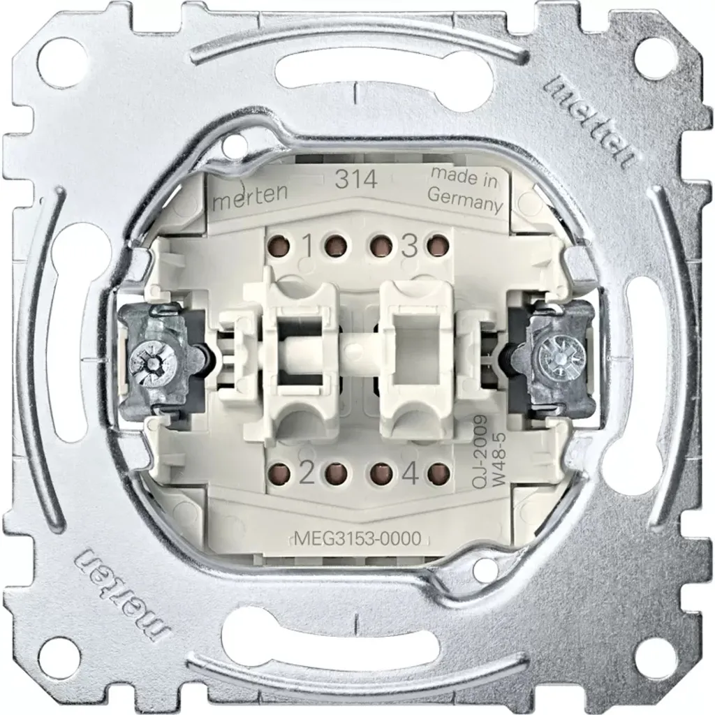 Bouton-poussoir double pour volet roulant et éclairage Merten