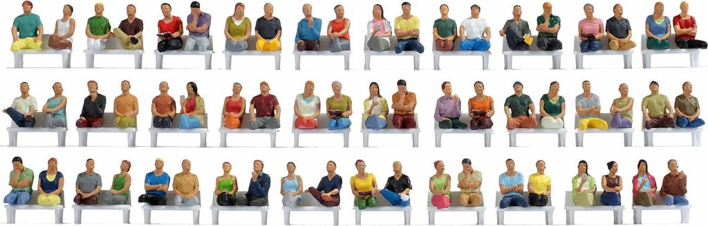 NOCH 16072 - H0 Mega-Spar-Set "Sitzende Passagiere",60 Figuren,o. Beine,o. Bänke