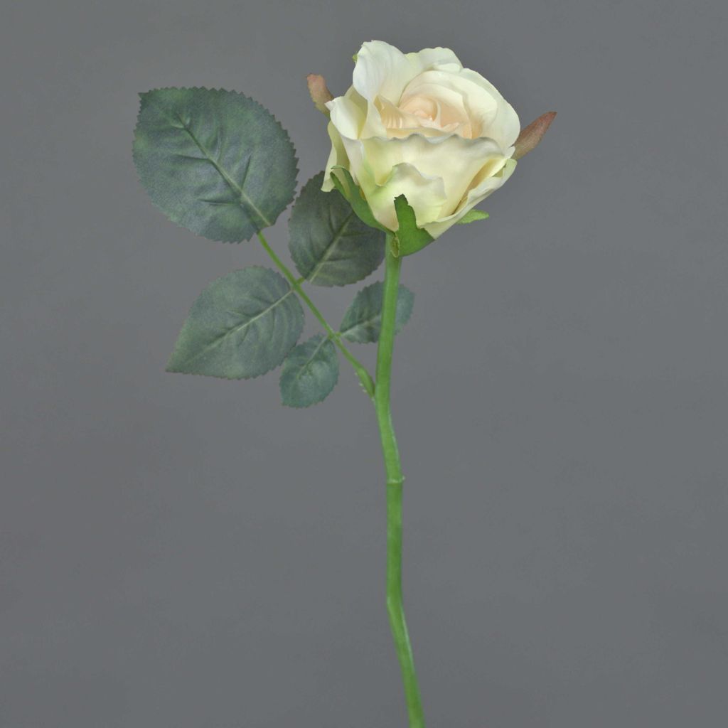 artplants.de Künstliche Mini Rose Elli, Blätter, Creme - lachs, Ø 6cm - Kunstrose - Textilblume