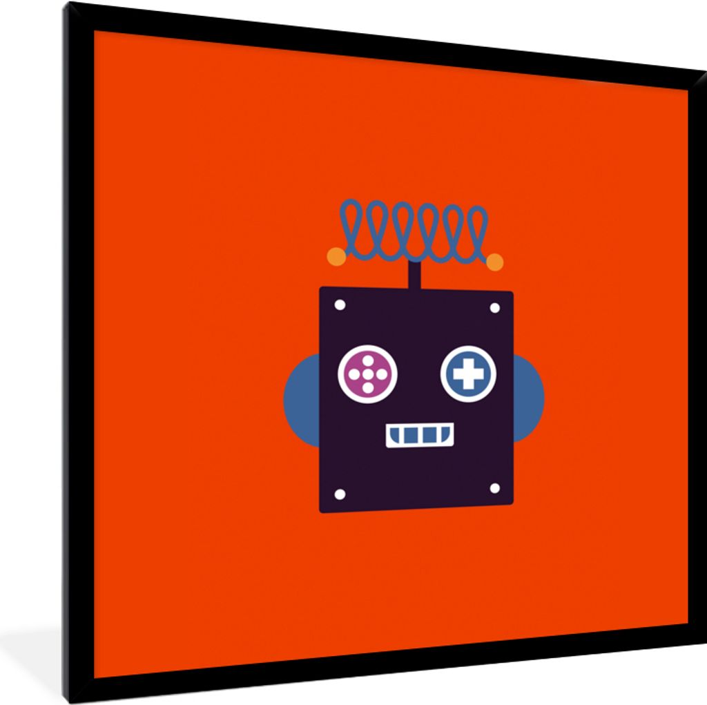 MuchoWow Gerahmtes Poster Roboter - Rot - Gesicht - Formen - Jungen - Kinder 40x40 cm - Poster mit Schwarzem Bilderrahmen Wandposter Rahmen Foto ...