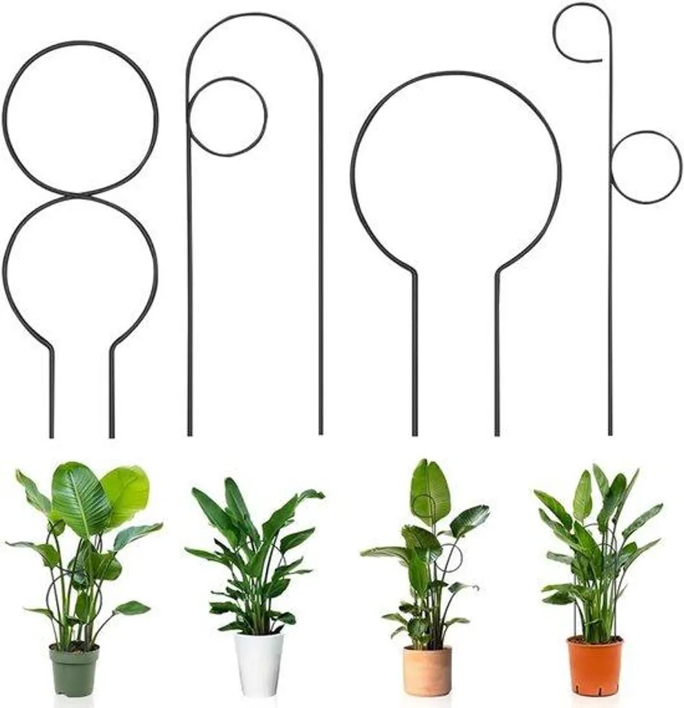 Support pour plantes grimpantes et pots en métal noir lot de 4