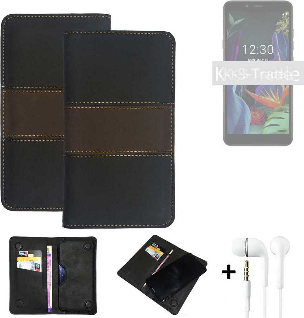 K-S-Trade Handyhülle + Kopfhörer kompatibel mit OnePlus 7 Pro Schutzhülle Walletcase Bookstyle Tasche Schutz Case Hülle Wallet Cover Kunstleder