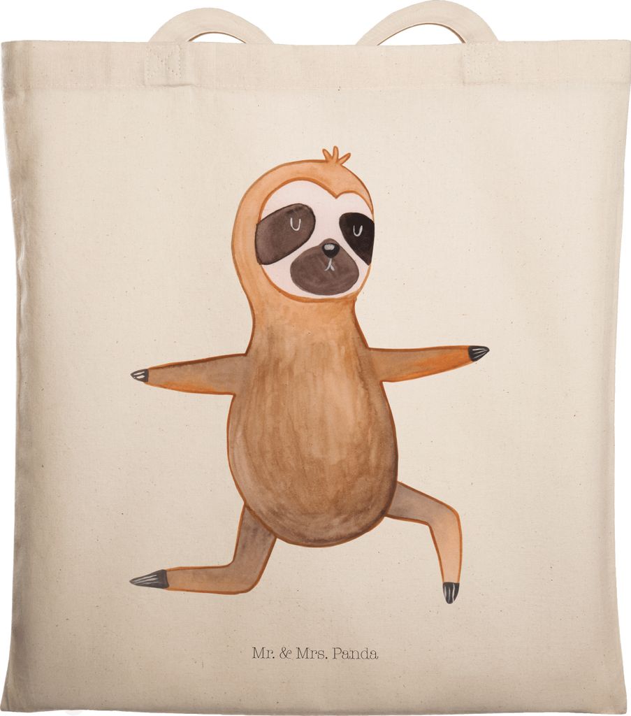 Mr. & Mrs. Panda Tote Bag Faultier Yoga - Transparent - Geschenk, Shopping Tasche, Krieger, Laptoptasche, Schultasche, Meditation, Unitasche, Yoga...